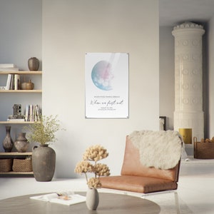 Poster personnalisé en impression acrylique blanche lors de notre première rencontre avec les phases de la lune