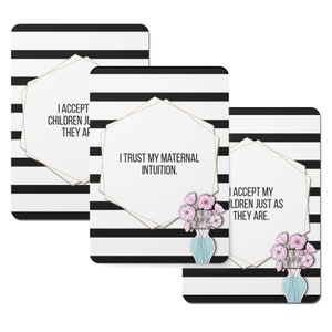Cartes numériques d'affirmation de la maternité en noir et blanc - Lot de 30