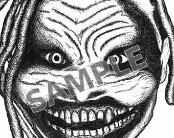 The Fiend Bray Wyatt (WWE) - Ilustración original de Ashley McPeek - Pegatina magnética con estampado de trama cruzada