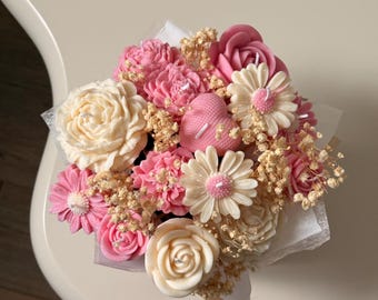 Großer duftender Wachsblumenstrauß - Blumengesteck Geschenk