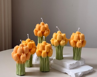 Handgegossene Tulip Kerze, Vegan Soya Wachs, Dekorative Kerze