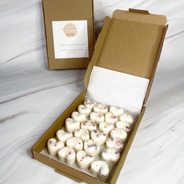 Botanical Wax Melt Gift box | Aromatherapy Collection | 24 Heart Shaped Wax Melts with pure essential oils and botanicals | Handmade |