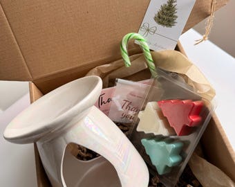 Christmas scented wax melt set | Christmas tree wax melts | Gift Set with burner and wax melts | Aromatherapy | Scented wax melts