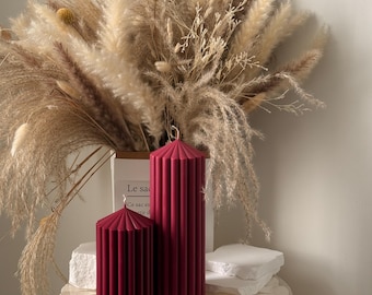 Gerippte Stumpenkerzen Set | Handgefertigte Wachskerzen, Home Decor