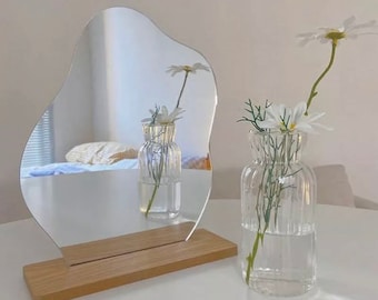 Nordic Wave Mirror | Frameless Tabletop Vanity Mirror