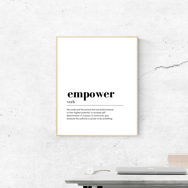 empower definition printable, dictionary meaning, INSTANT DOWNLOAD - easy print and frame, inspiring definition quote print