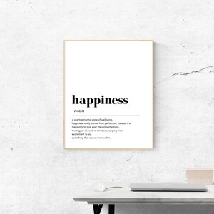 Happiness definition wall art printable,  instant download print and frame at home, the meaning of happiness poster
