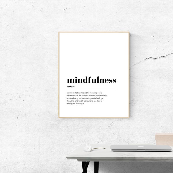 mindfulness definition printable,  digital download pdf, meaning of mindfulness, relaxing wall art