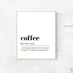coffee definition print, caffeine lover Christmas gift idea, coffee dictionary meaning poster, easy digital download pdf