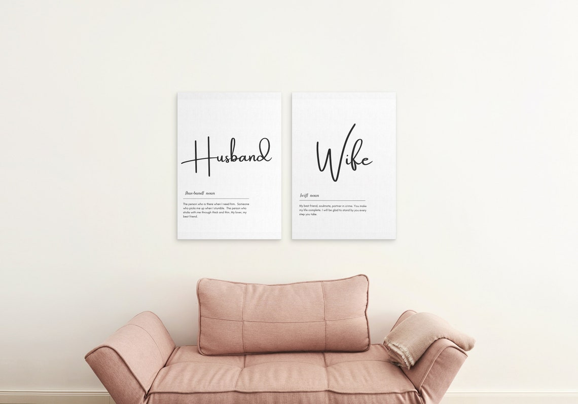 Husband and Wife Wall Art set of 2, Newlyweds Printable Gift Idea