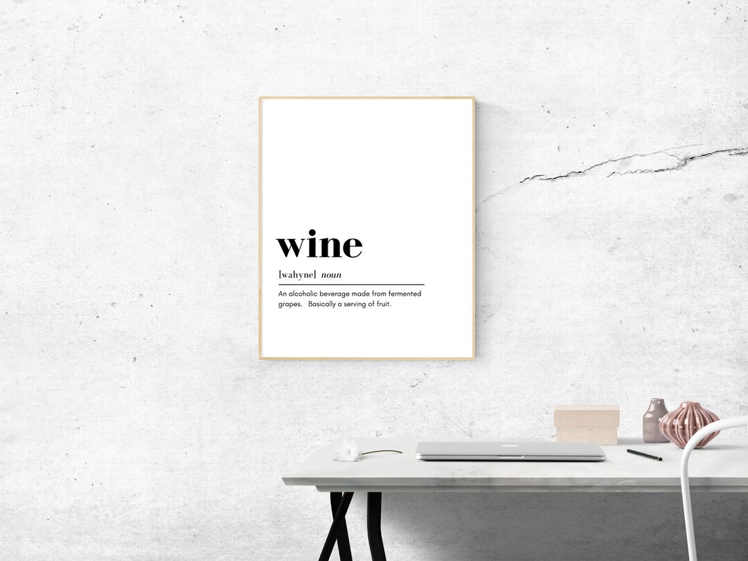 Wine Definition Printable Pdf, Wine Description, Art Print Download