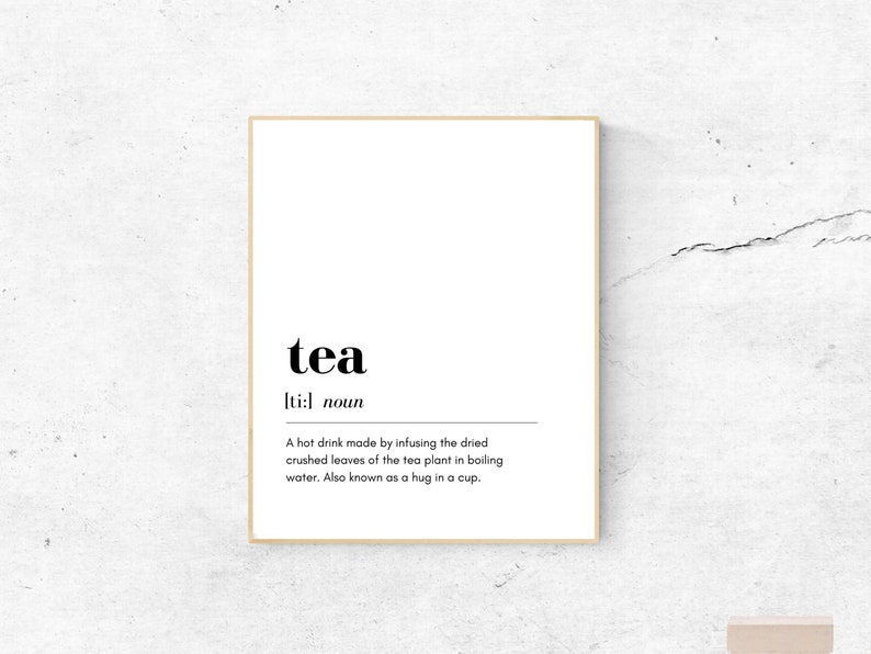 Tea Definition Printable Meaning of Tea Digital Download Cup Etsy New