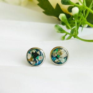 Keepsake Ashes Inclusion Stud Earrings - Breastmilk keepsake stud earrings - small stud cremation ashes earrings - breastfeeding keepsake.