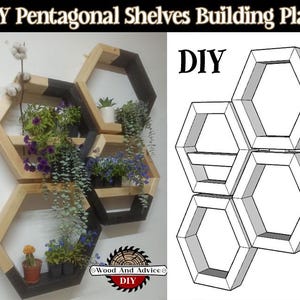 1 Picket Hexagon Shelf/Wall Art Plans, Hexagon Plans, Decor Plans, Build Plans, Woodworking Plans, DIY Woodworking Plans, Wood Star Plans