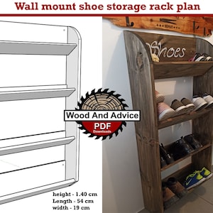 wall mount shoe storage rack plan/storage rack plan/wall shoe storage shelf plan/shoe storage plan/wall storage shelf plan/wood shelf plan