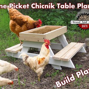 One Picket Chicnik Table Plans DIY, Digital Plans, Chicken Table, Chicken Picnic Table, Plans, DIY, Build Plans, Chicken Picnic Table, Wood