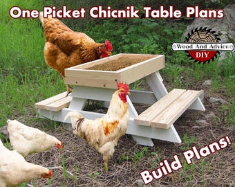 One Picket Chicnik Table Plans DIY, Digital Plans, Chicken Table, Chicken Picnic Table, Plans, DIY, Build Plans, Chicken Picnic Table, Wood