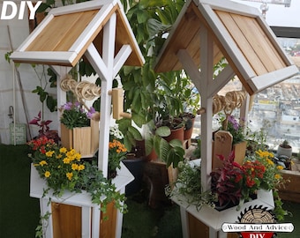 Planos para macetas de pozo de los deseos, planos para macetas de pozo de jardín, planos para macetas de pozo decorativas, planos para macetas de pozo rústicas
