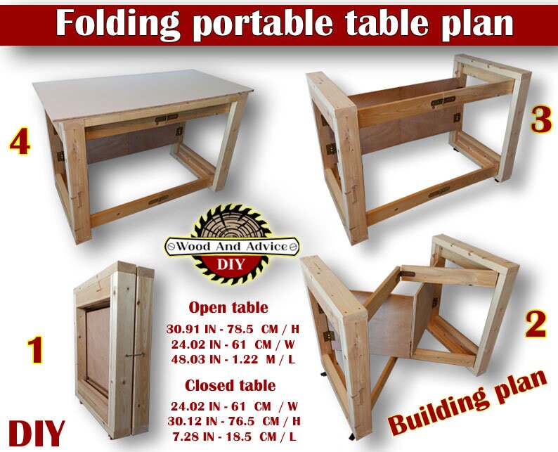 Folding Table Base Plan/folding Craft Table Base Plan/compact Table ...