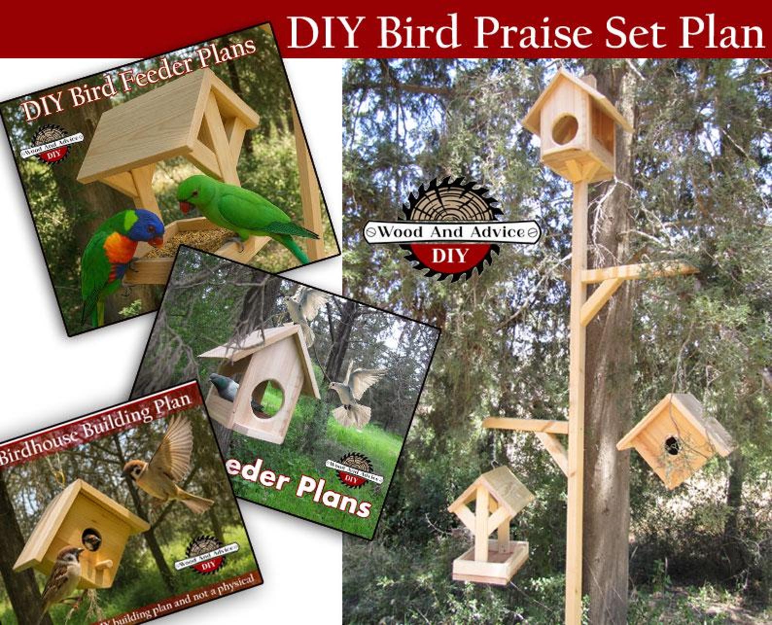 DIY Bird Praise Set Plan,4 DIY Plans,birdhouse, Parrot Feeding House ...
