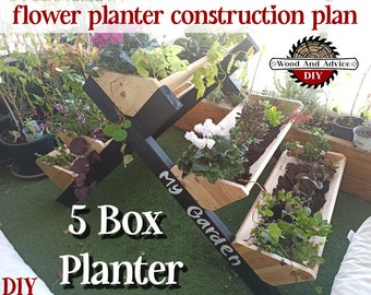 5 Box Tier Planter Plans, Multi-Tier Planter, Fence Picket Planter Plans, Garden Planter Plans, Flower Box Plans, DIY Flower Box, Herb box