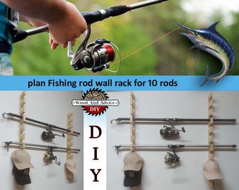suitable for 10 rods, DIY construction plan,Wall mounted rod rack,Rod holder,Fishing rack,Wooden rod rack,Fishing rod storage,Fisherman gift