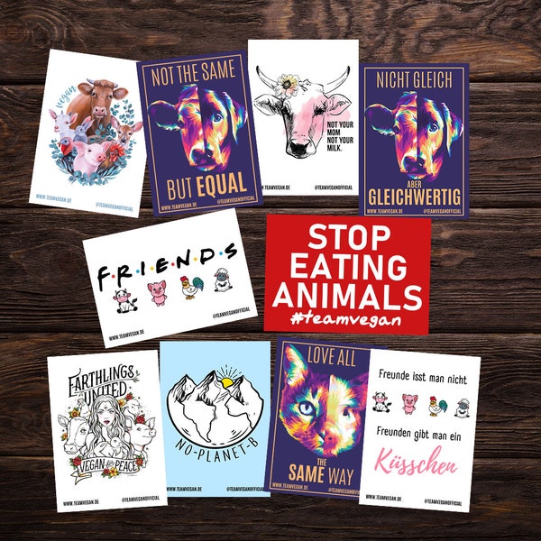 20 Veganismus Sticker Pack 2x10 Stück, Vegan, Bundle, Gutschein, Veganismus, Vegetarisch, Sticker Laptop, Tierrechte, Gerechtigkeit