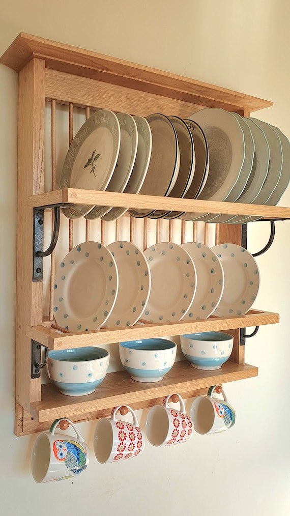 Porta platos en madera, escurridor de platos, Plate rack,woodwork, Dish  rack 