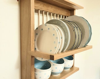 Handmade solid wood simple plate rack