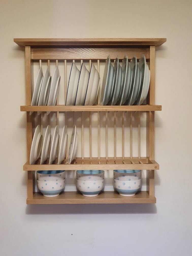 Handmade Solid Wood Plate Rack Etsy UK