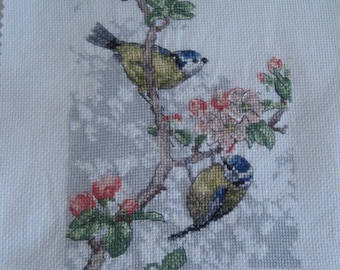 Completed Cross Stitch - BLUE TITS & BLOSSOMS