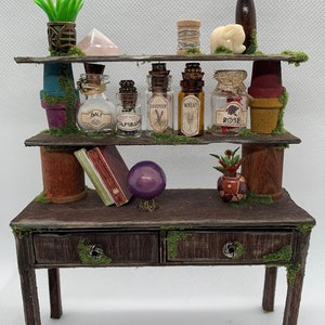 DIY KIT | Miniature Fairy Witch Desk | Dollhouse Apothecary Desk | Miniature Kit