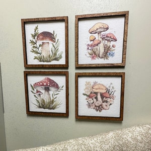 Miniature Mushroom Art | Dollhouse Vintage Mushroom Decor | Dollhouse Mushroom Watercolors | Miniature Cottage core Dollhouse Decor