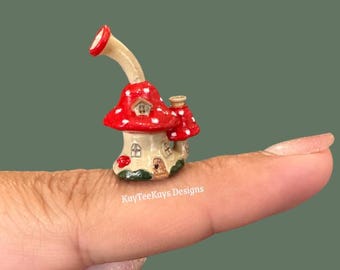 Miniature Mushroom House Bong | 1:12 Scale Dollhouse Smoking Accessory | Fairy Cottage Decor | Handmade Collectible