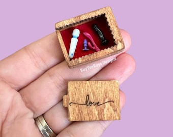 Miniature Love Box | Miniature Slide-Top Storage Box | Sex Toys Storage Box | Dollhouse Miniature Box | Adult Dollhouse Miniatures