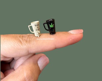 Miniature "Wake & Bake" Mug | 1:12 Scale Dollhouse Coffee Cup | Tiny Stoner Decor | Dollhouse Accessory | Adult Collector Miniature
