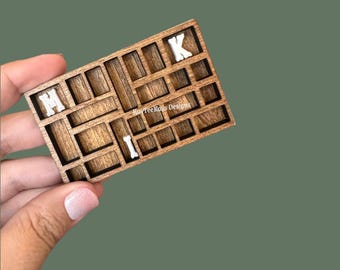 Miniature Trinket Shelf | Miniature Crystal Shelf | Dollhouse Miniature Decor | Printers Tray | Miniature Shadow Box