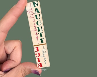 1:12 Naughty or Nice Porch Sign | Dollhouse Holiday Decor | Christmas Miniatures
