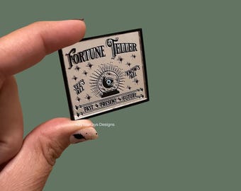 Miniature Mirrored “Fortune Teller” Sign | 1:12 Halloween Dollhouse Decor