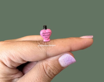 Miniature Massage Oil Bottle | Tiny Warming Massage Oil | 1:12 Dollhouse Accessory | Adult Miniature | Dollhouse Bedroom Decor