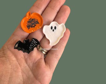 Miniature Halloween Serving Tray | Ghost Pumpkin Bat Dollhouse Cookie Tray