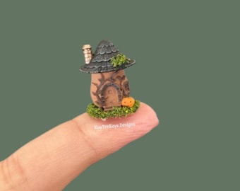 Miniature Halloween Mushroom House | Miniature Dollhouse Halloween Decoration | Spooky Fairy Cottage Shelf Decor
