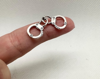 Miniature Dollhouse Handcuffs | 1:12 Scale Tiny Metal Handcuffs | Police or Prison Scene Miniature Accessory
