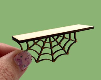 DIY Miniature Spiderweb Shelf | Halloween Miniatures | Miniatures DIY Kits | Witch Miniatures | Diorama