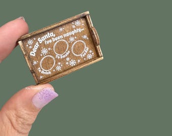 Naughty Santa’s Treat Tray | 1:12 Miniature Christmas Decor | Adult Dollhouse