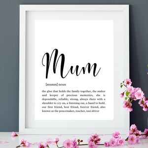MUM DEFINITION PRINT, Mum, Mummy, Mother Gift, Mothers Day Gift, Mum
