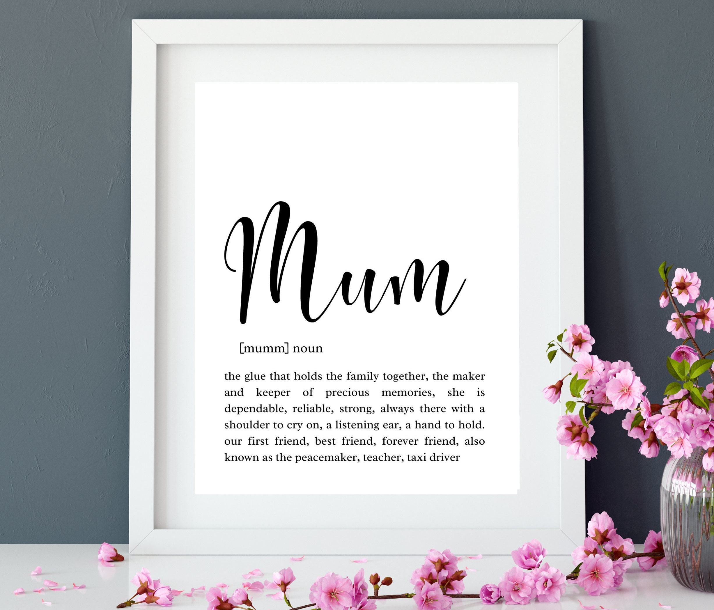 MUM DEFINITION PRINT, Mum, Mummy, Mother Gift, Mothers Day Gift, Mum ...