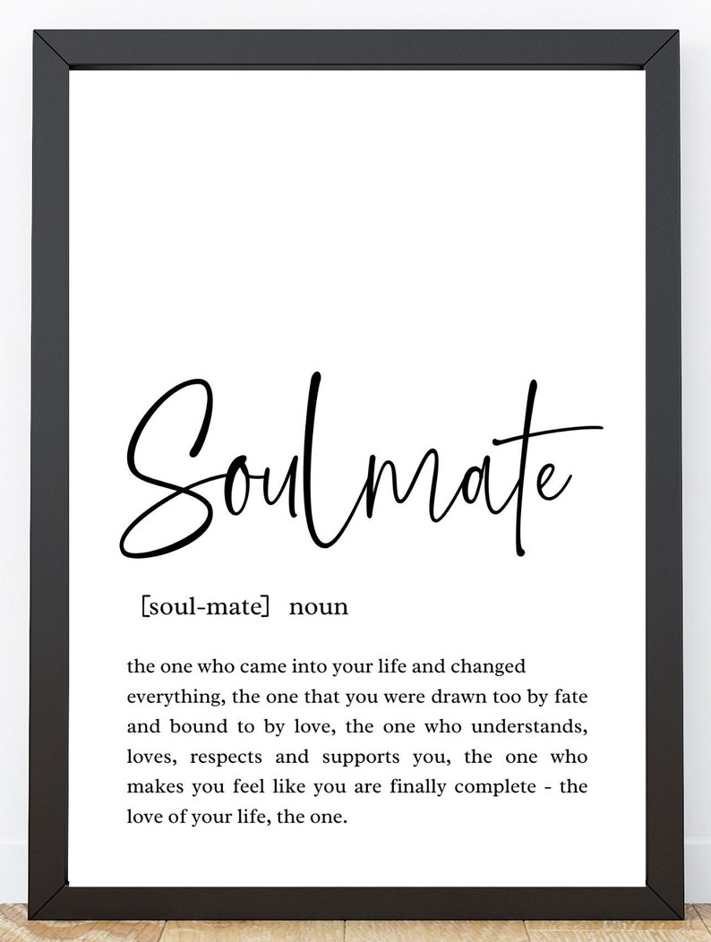 Soulmate Definition, Valentines Print, Wall Art, Word Art, Home Decor