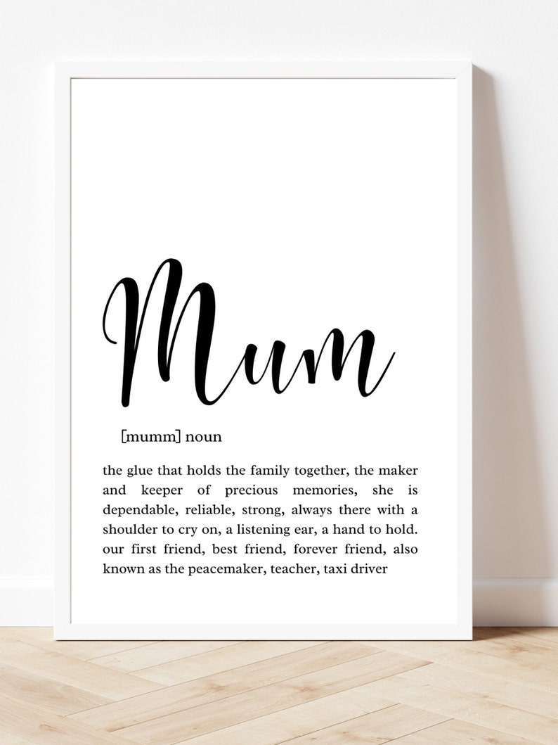 MUM DEFINITION PRINT, Mum, Mummy, Mother Gift, Mothers Day Gift, Mum
