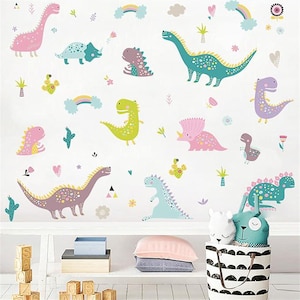 Cartoon Dinosaurs Wall Decals  Stickers for Bedroom, Nursery Home Decor Removable